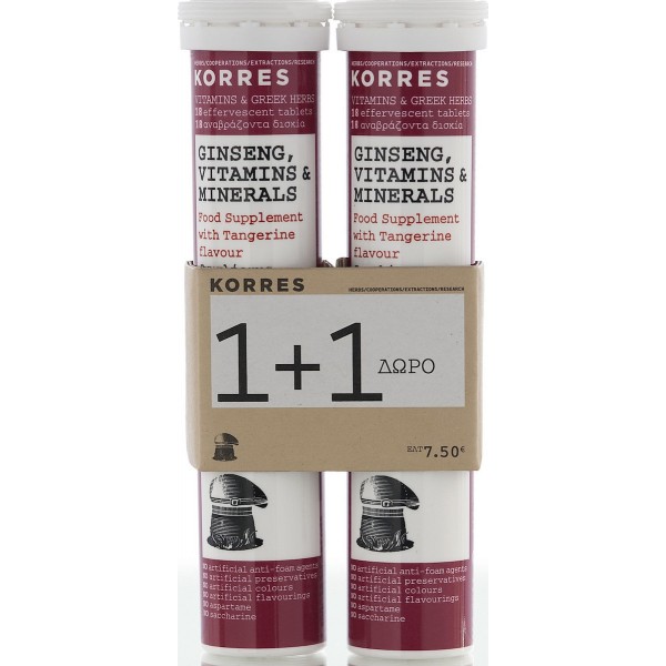 Korres Ginseng Vitamins & Minerals 2 x18 αναβράζοντα δισκία