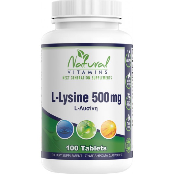 Natural Vitamins L-Lysine 500mg 100 ταμπλέτες