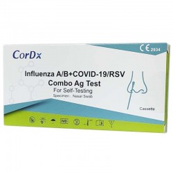 CorDX Influenza A/B & Covid-19/RSV Combo 1τμχ Αυτοδιαγνωστικό Τεστ Ταχείας Ανίχνευσης Αντιγόνων Covid-19 & Γρίπης με Ρινικό Δείγμα
