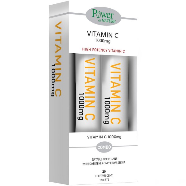 Power of Nature Vitamin C Βιταμίνη για Ενίσχυση του Ανοσοποιητικού, τo Δέρμα & Αντιοξειδωτική δράση 1000mg Πορτοκάλι 2 x 20 αναβράζοντα δισκία Power of Nature Vitamin C Βιταμίνη για Ενίσχυση του Ανοσοποιητικού, τo Δέρμα & Αντιοξειδωτική δράση 1000mg Πορτοκάλι 2 x 20 αναβράζοντα δισκία