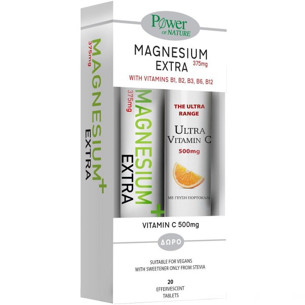 Power Of Nature Magnesium Extra 375m & Vitamin C 500mg 375mg 40 αναβράζοντα δισκία Power Of Nature Magnesium Extra 375m & Vitamin C 500mg 375mg 40 αναβράζοντα δισκία