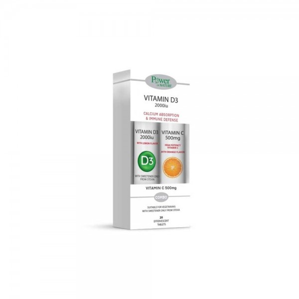 Power Of Nature Vitamin D3 & Vitamin C 500mg Πολυβιταμίνη για Ενίσχυση του Ανοσοποιητικού & την Υγεία των Οστών 2000iu Πορτοκάλι 40 αναβράζοντα δισκία Power Of Nature Vitamin D3 & Vitamin C 500mg Πολυβιταμίνη για Ενίσχυση του Ανοσοποιητικού & την Υγεία των Οστών 2000iu Πορτοκάλι 40 αναβράζοντα δισκία