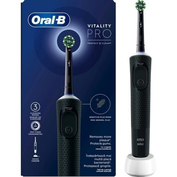 Oral-B Vitality Pro Protect X Clean Ηλεκτρική Οδοντόβουρτσα με Χρονομετρητή Μαύρη