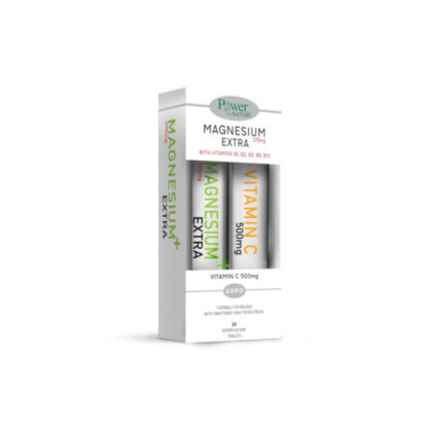 Power Health Magnesium 300mg & Vitamin C 500mg with Stevia 20 + 20 αναβράζοντα δισκία