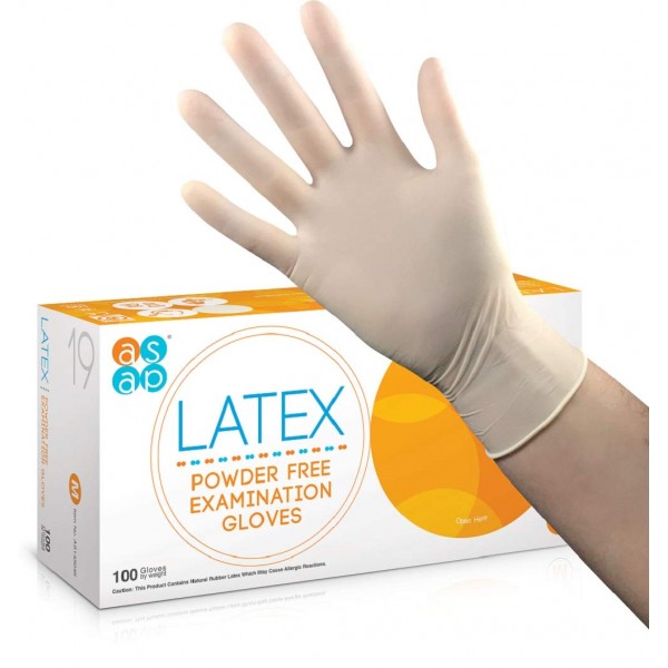 ASAP Latex Powder Free Examination Gloves, White Γάντια Λευκά 100τμχ