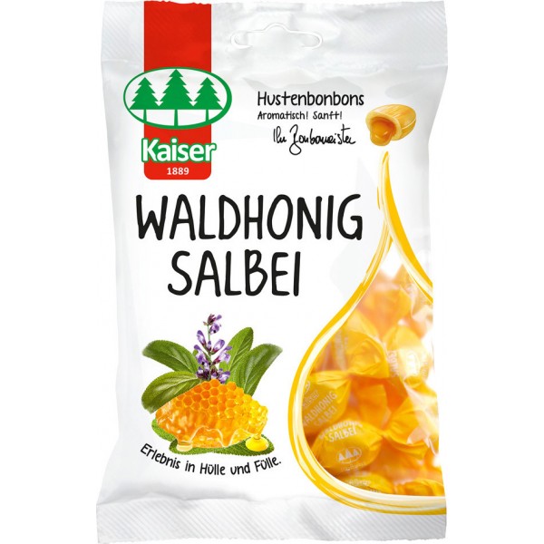 Kaiser 1889 Waldhonig Salbei - Φασκόμηλο - Μέλι Καραμέλες για τον Ερεθισμένο Λαιμό & το Βήχα 60gr