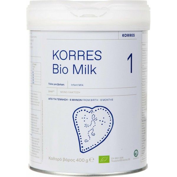 Korres Γάλα σε Σκόνη Bio Milk 1 0m+ 400gr χωρίς Γλουτένη