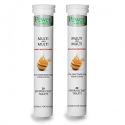Power Health Multi + Multi με Στέβια, 24 Αναβράζοντα Δισκία & Vitamin C 500mg Πορτοκάλι, 20 Αναβράζοντα Δισκία