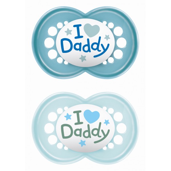mam Πιπίλα Ι Love Mummy & Daddy Σιλικόνης 16+ μηνών - Μπλε