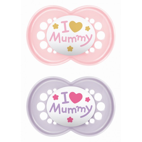 mam Πιπίλα Ι Love Mummy & Daddy Σιλικόνης 16+ μηνών - Ροζ