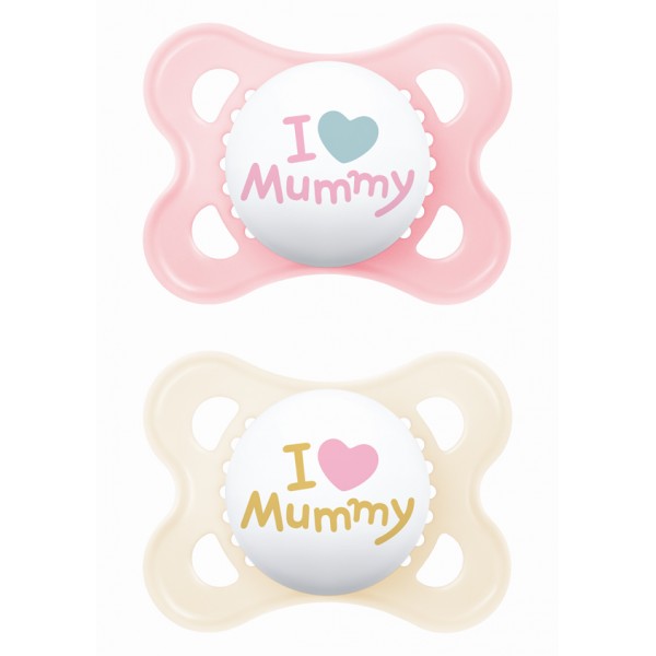 mam Πιπίλα Ι Love Mummy & Daddy Σιλικόνης 2-6 μηνών - Ροζ