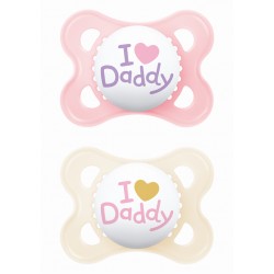 mam Πιπίλα Ι Love Mummy & Daddy Σιλικόνης 2-6 μηνών - Λευκό