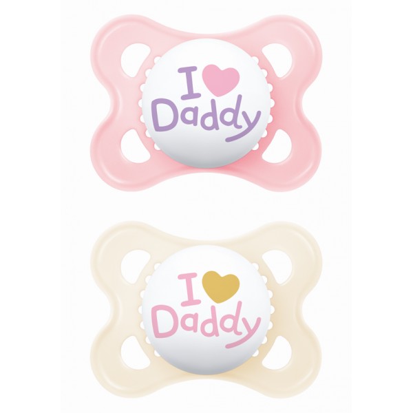 mam Πιπίλα Ι Love Mummy & Daddy Σιλικόνης 2-6 μηνών - Λευκό